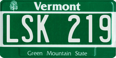 VT license plate LSK219