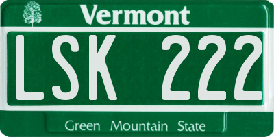 VT license plate LSK222