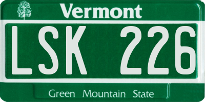 VT license plate LSK226