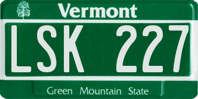 VT license plate LSK227