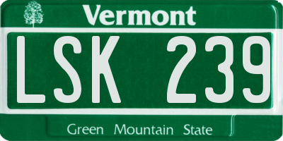 VT license plate LSK239