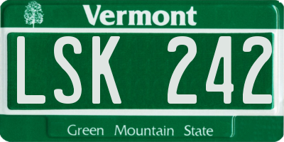 VT license plate LSK242