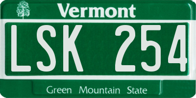 VT license plate LSK254