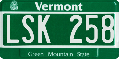 VT license plate LSK258