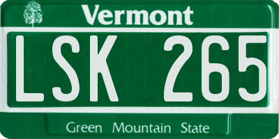 VT license plate LSK265