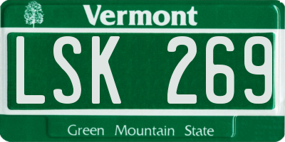 VT license plate LSK269