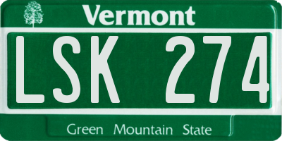 VT license plate LSK274
