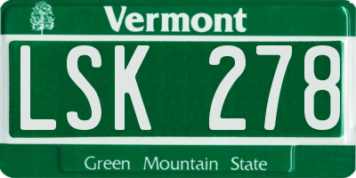 VT license plate LSK278