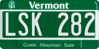 VT license plate LSK282