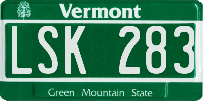 VT license plate LSK283