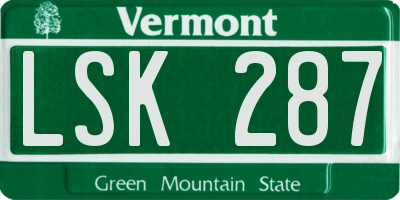 VT license plate LSK287