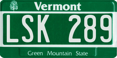 VT license plate LSK289