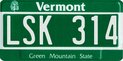 VT license plate LSK314
