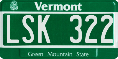 VT license plate LSK322