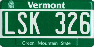 VT license plate LSK326
