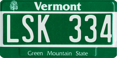 VT license plate LSK334