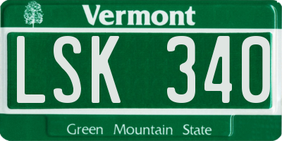 VT license plate LSK340