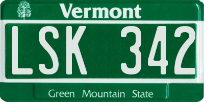 VT license plate LSK342