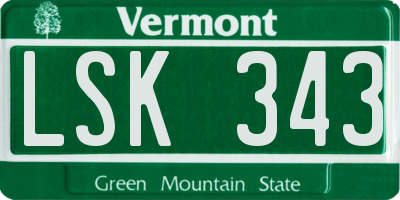 VT license plate LSK343