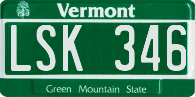 VT license plate LSK346