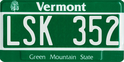 VT license plate LSK352