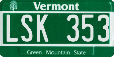 VT license plate LSK353