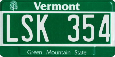 VT license plate LSK354