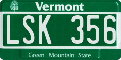VT license plate LSK356