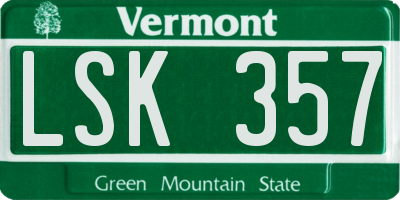 VT license plate LSK357