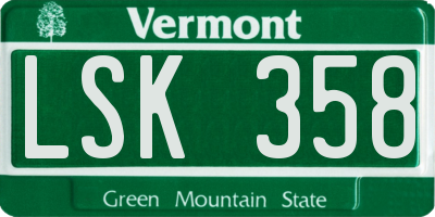 VT license plate LSK358
