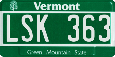 VT license plate LSK363