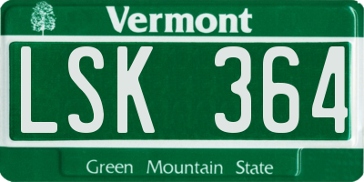 VT license plate LSK364