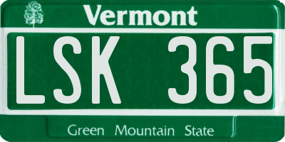 VT license plate LSK365
