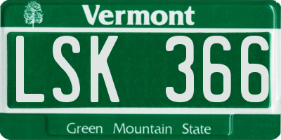 VT license plate LSK366