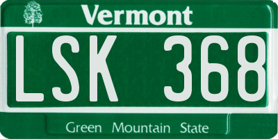 VT license plate LSK368