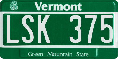 VT license plate LSK375