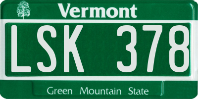 VT license plate LSK378