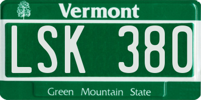 VT license plate LSK380
