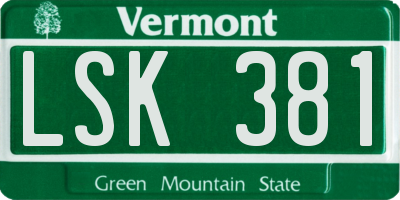 VT license plate LSK381