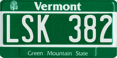 VT license plate LSK382
