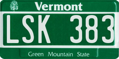 VT license plate LSK383