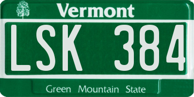VT license plate LSK384