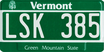 VT license plate LSK385