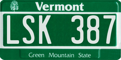VT license plate LSK387