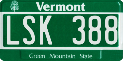 VT license plate LSK388