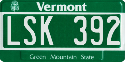 VT license plate LSK392