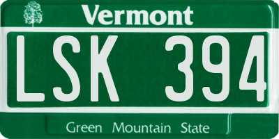 VT license plate LSK394