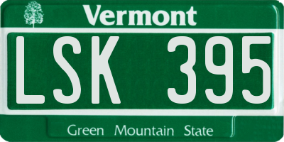 VT license plate LSK395