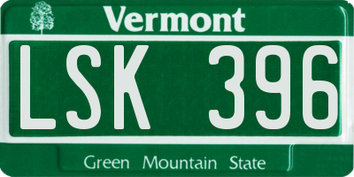 VT license plate LSK396