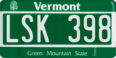 VT license plate LSK398